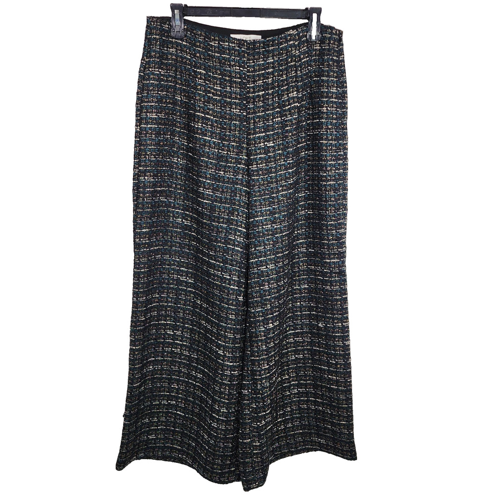 Loft Womens Pants Textured Tweed Wide Leg Palazzo Trousers Size 8 Preppy Party